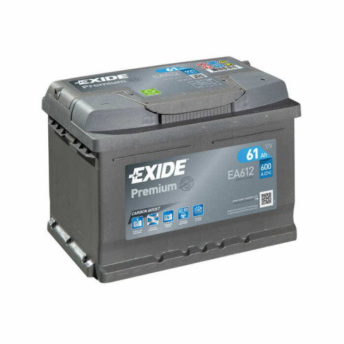 Акумулятор Exide Premium 61Ah 600А EA612 R+(низьк.)