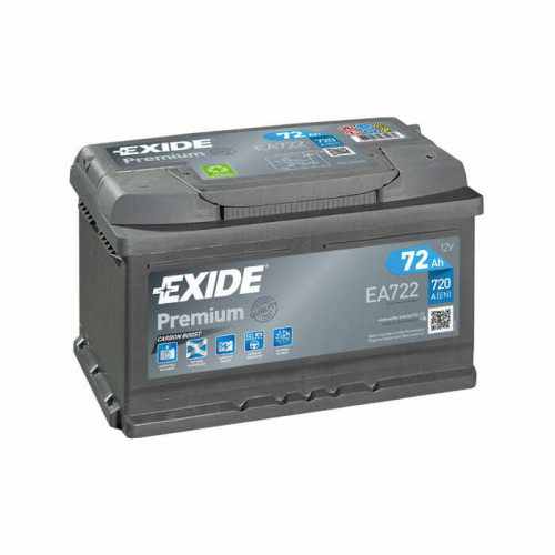 Акумулятор Exide Premium 72Ah 720А EA722 R+(низьк.)