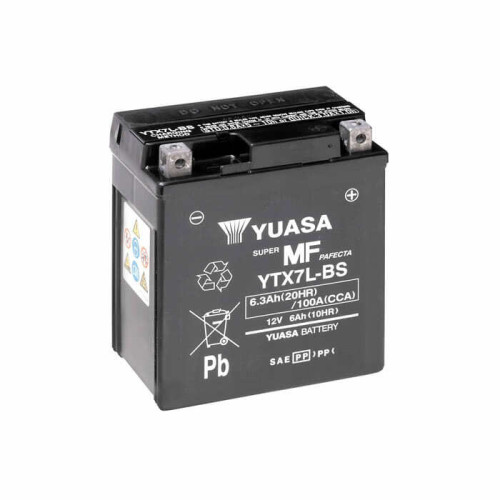 Мото акумулятор Yuasa YTX7L-BS MF AGM 6,3Ah 100A R+