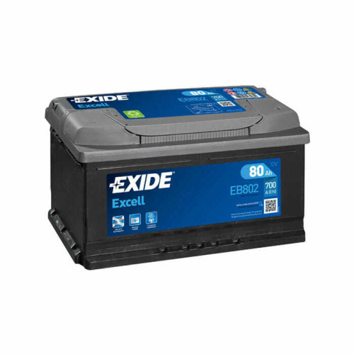 Акумулятор Exide Excell 80Ah 700A EB802 R+(низьк.)