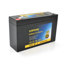Аккумуляторная батарея литиевая Vipow 12 V 8A с элементами Li-ion 18650 со встроенной ВМS платой, (3S4P) (151х50х94(100))мм