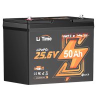 Акумуляторна батарея Li-TIME LiFePO4 25.6V 50Ач 1280Wh Bluetooth 5.0, 6000Cycles, BMS50A, &amp;le;40m&amp;Omega;, IP65, L206*B168*H211 mm, 9.6 kg